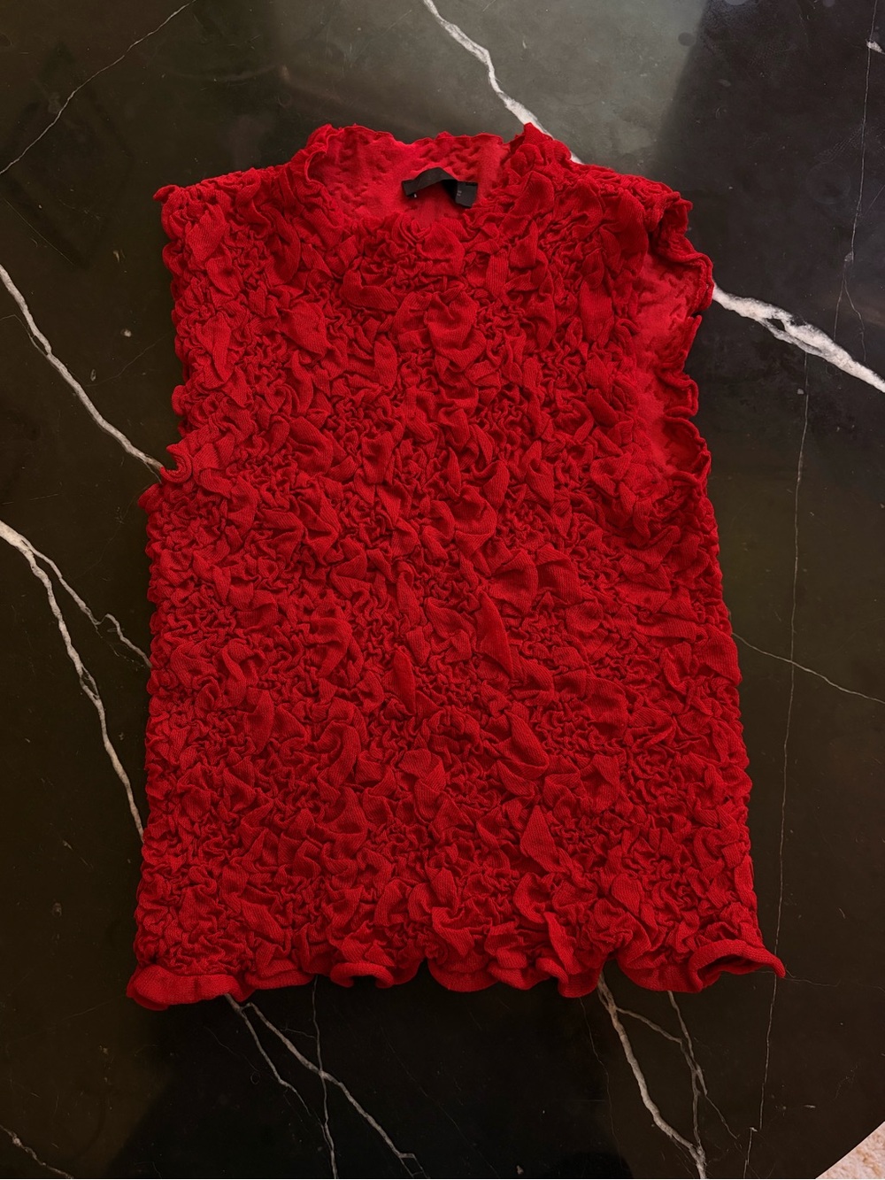 Zara Red Ruffle Texture Sleeveless Tank Top